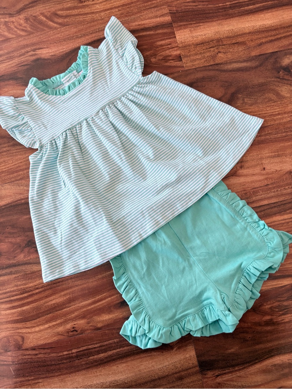 NEW Stitchy Fish Girls Mint Laney Flutter Sleeve Top & Shorts Set 24 Months 2 Pc
